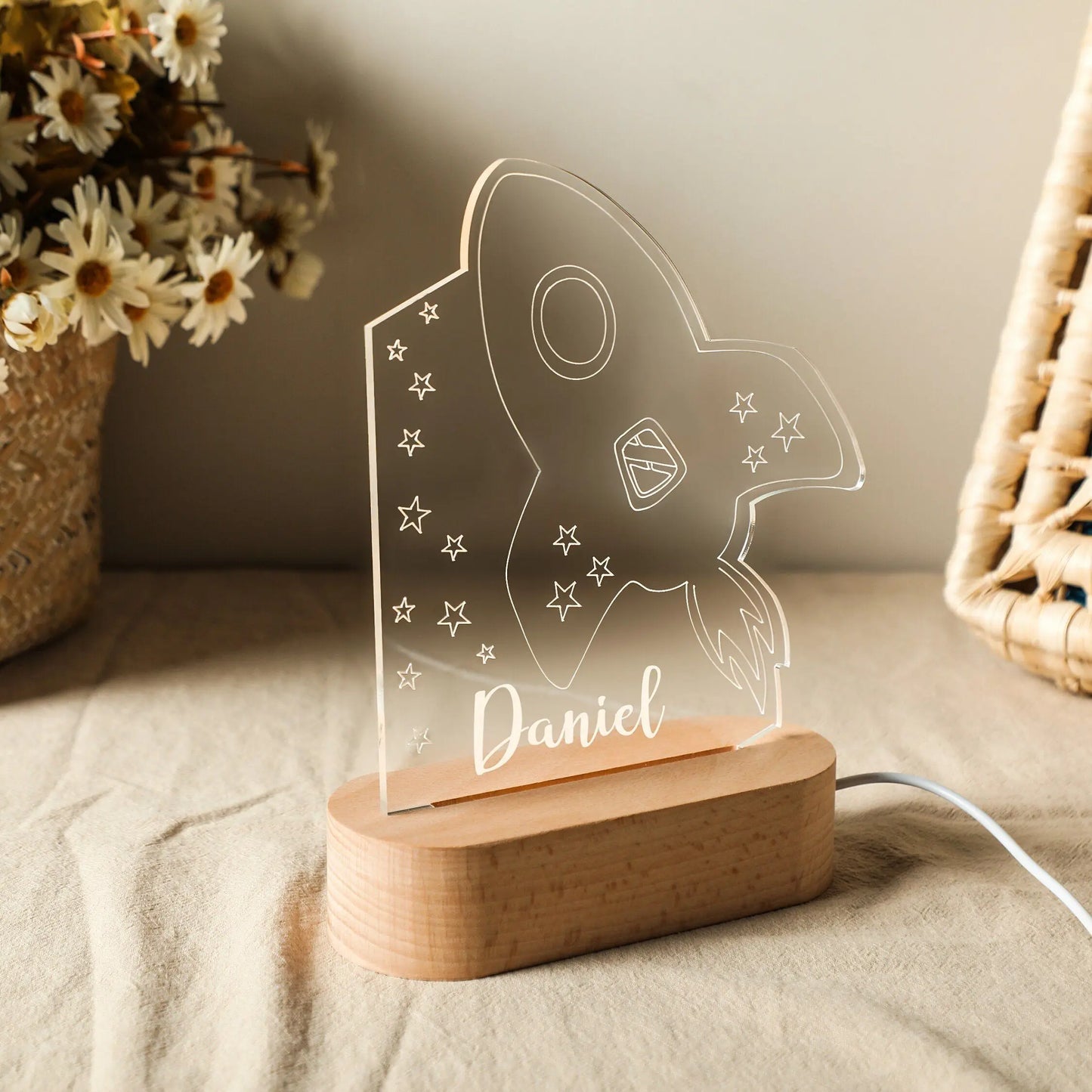 Personalized USB Night Light for Kids with Customized Name Engraving