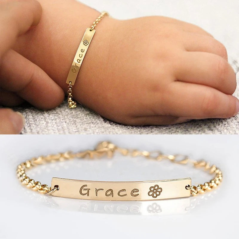 Personalized Stainless Steel Baby Name Bracelet for Kids