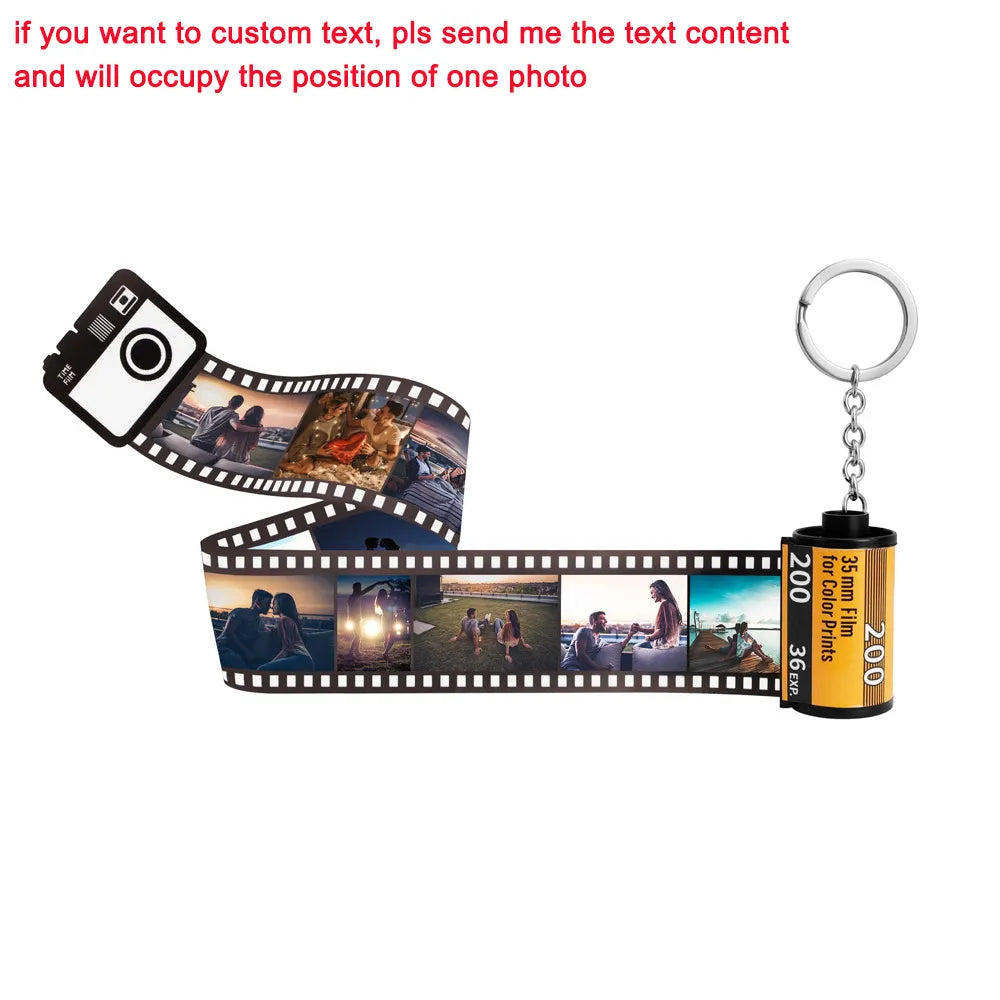 Personalized Roll Film Keychain with Customized Photo Album Keyring - Unique Memory Gift