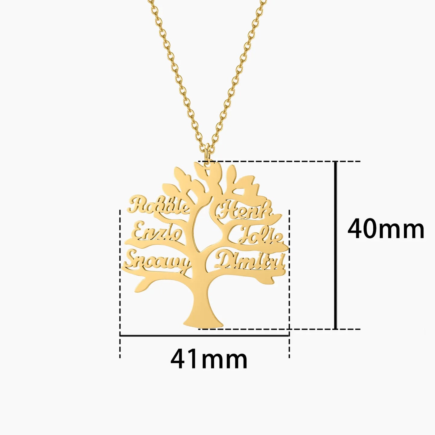 Personalized Tree of Life Necklace With 1-6 Names, Stainless Steel