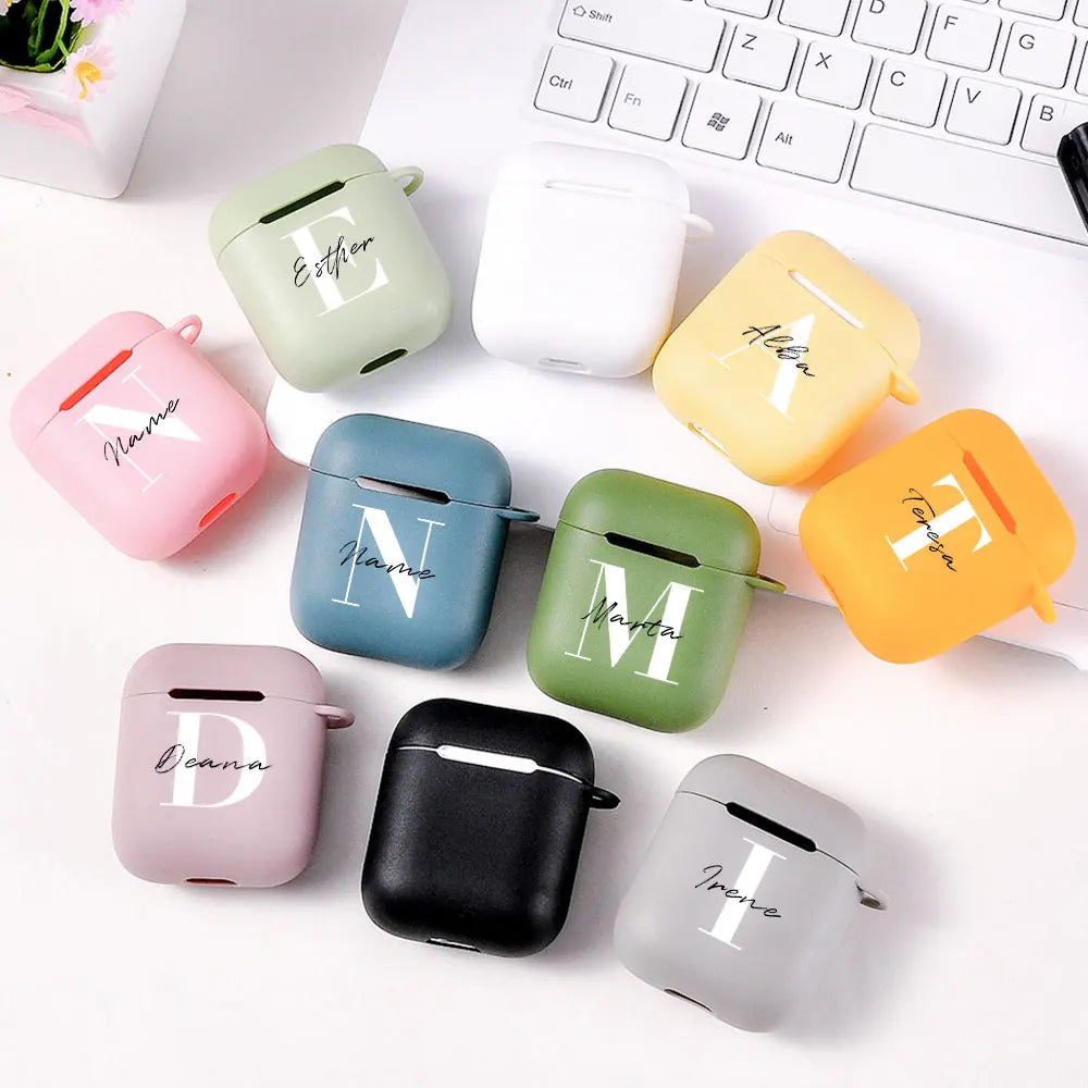 Personalized Initial Name Airpods Case - Customized Silicone Cover for Airpods 1, 2, and Pro