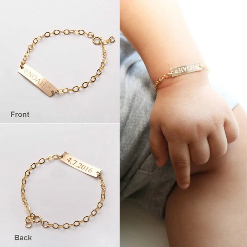 Personalized Stainless Steel Baby Name Bracelet for Kids