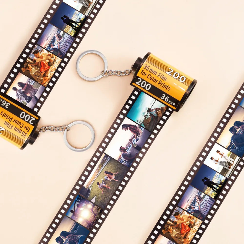 Personalized Roll Film Keychain with Customized Photo Album Keyring - Unique Memory Gift