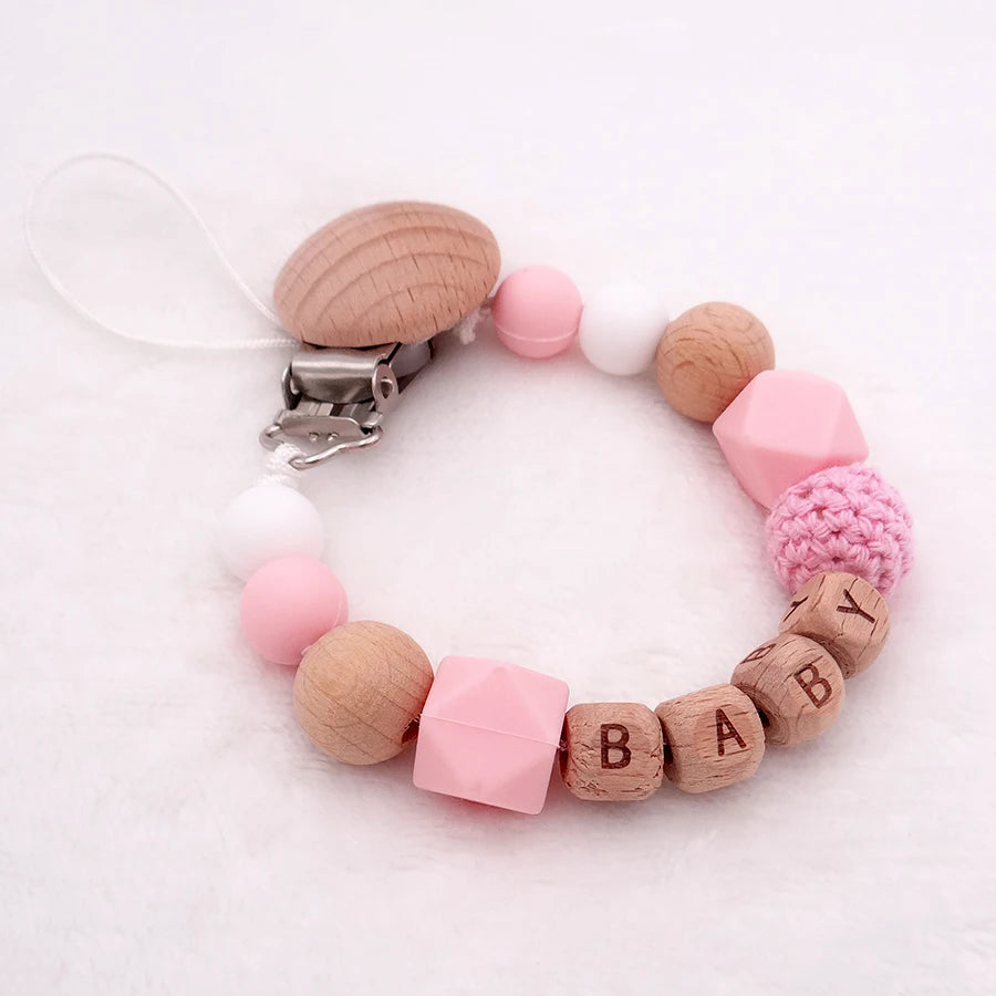 Personalized Wooden Pacifier Clips for Safe Teething and Easy Pacifier Access