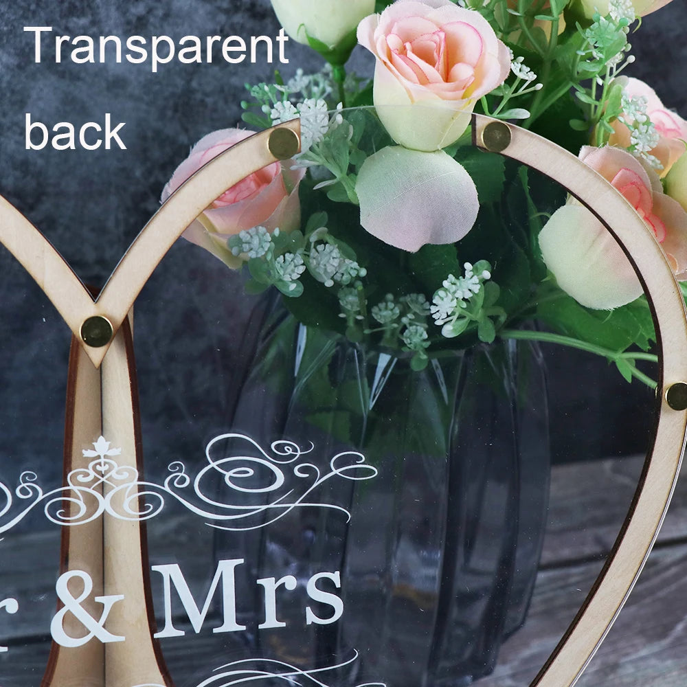 Personalized Heart-Shaped Wedding Guest Book with Rustic Wooden Drop Box