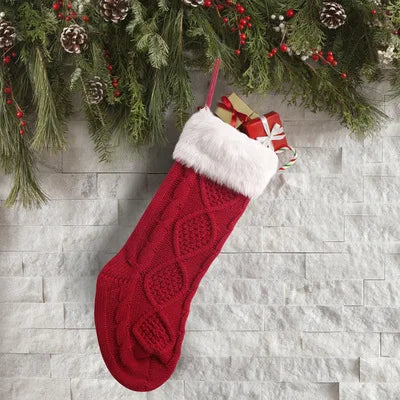 Personalized Knit Christmas Stockings with Custom Name and Candy Design