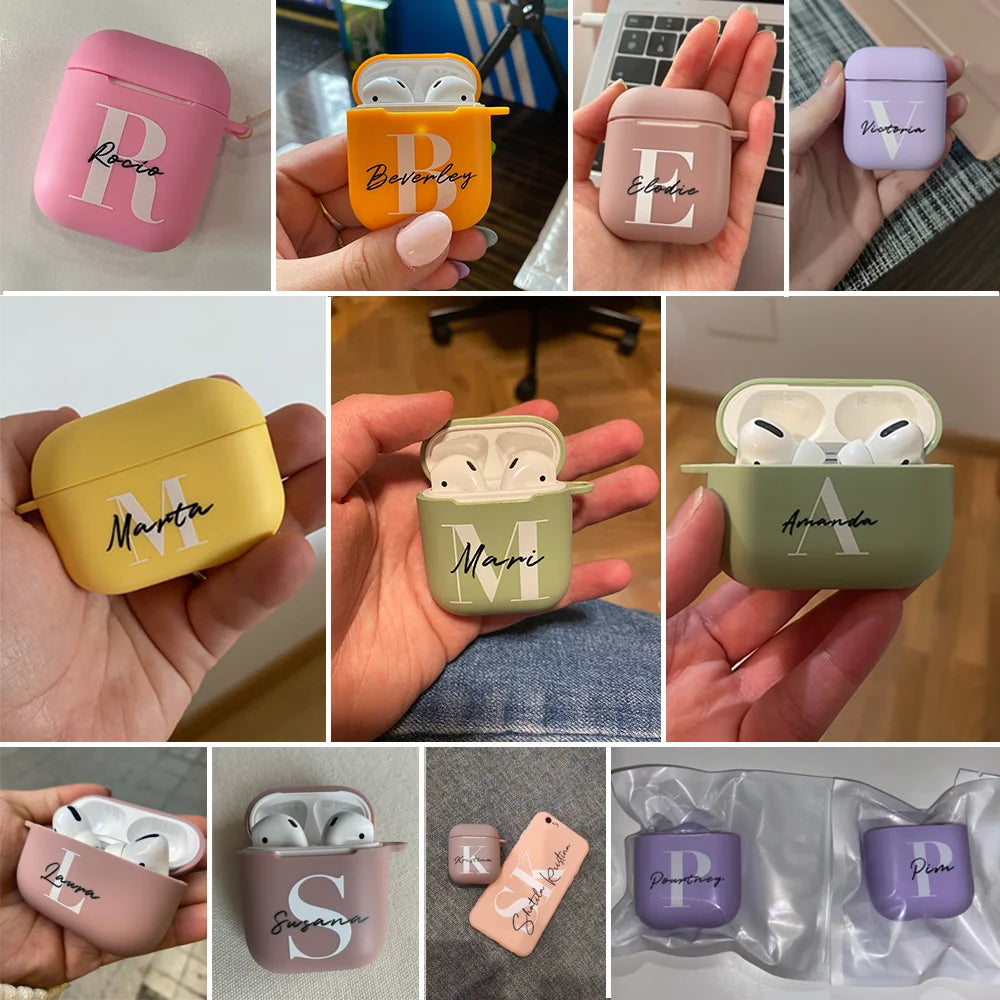 Personalized Initial Name Airpods Case - Customized Silicone Cover for Airpods 1, 2, and Pro