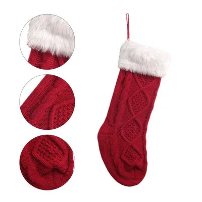 Personalized Knit Christmas Stockings with Custom Name and Candy Design