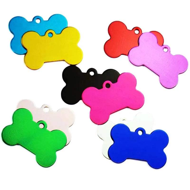 Personalized Aluminum Dog and Cat ID Tags - Wholesale 20pcs Double Sided Bone Shaped Keyrings