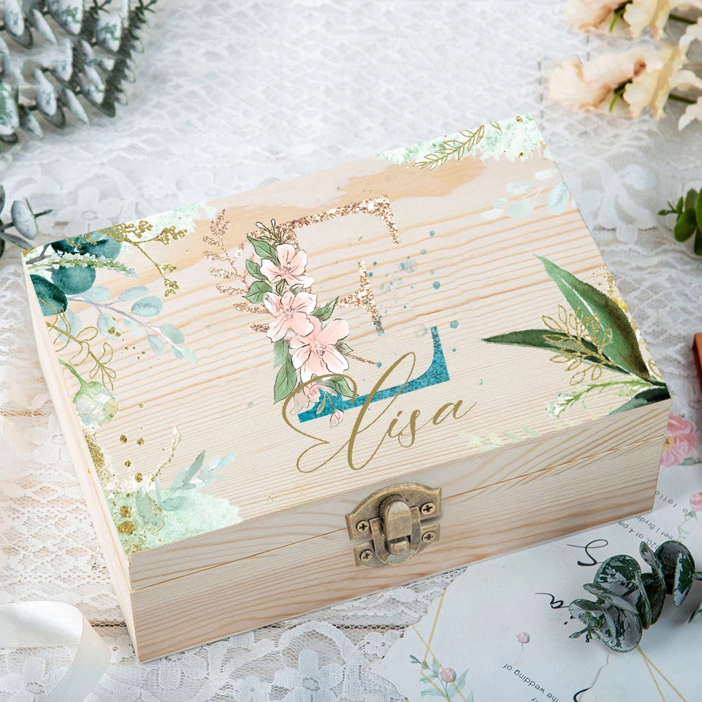 Personalized Floral Wooden Keepsake Box for Bridesmaids - Perfect Gift for Wedding Proposals and Jewelry Storage