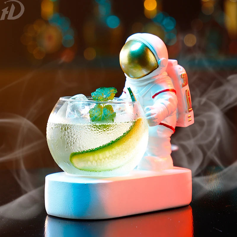 Personalized Glowing Astronaut Cocktail Glasses for a Unique Bar Decor Experience