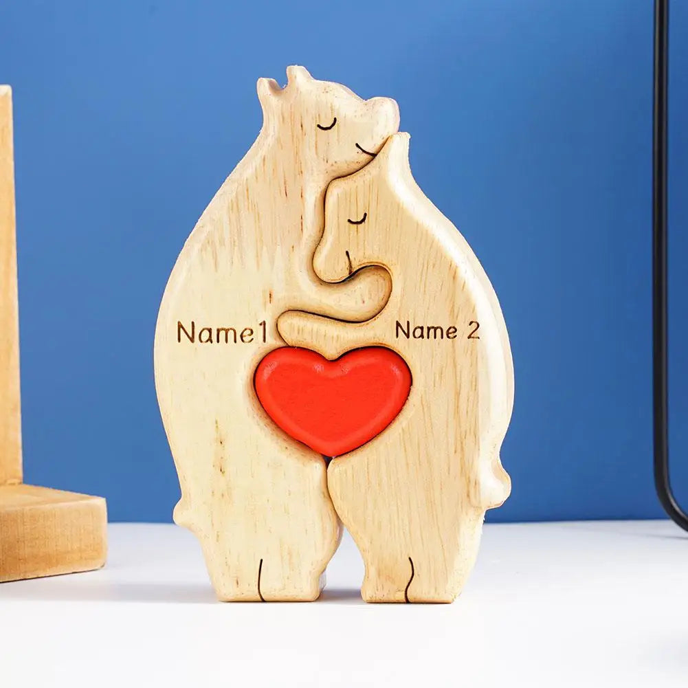 Personalized Wooden Bear Family Art Puzzle