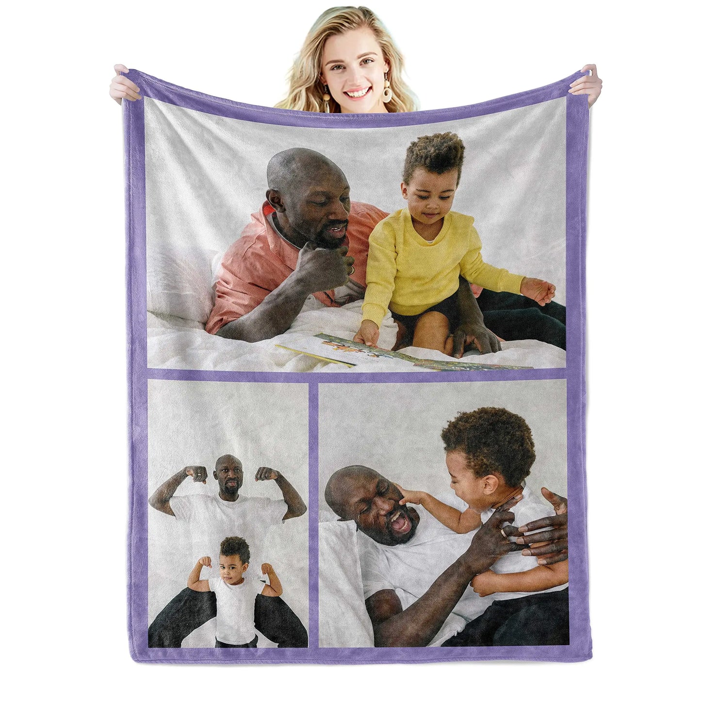 Personalized Photo Collage Blanket - Customized Throw Blanket for Birthday Gifts