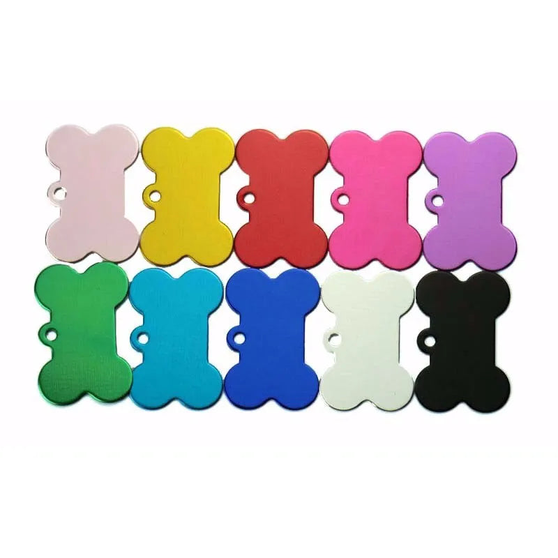 Personalized Aluminum Dog and Cat ID Tags - Wholesale 20pcs Double Sided Bone Shaped Keyrings