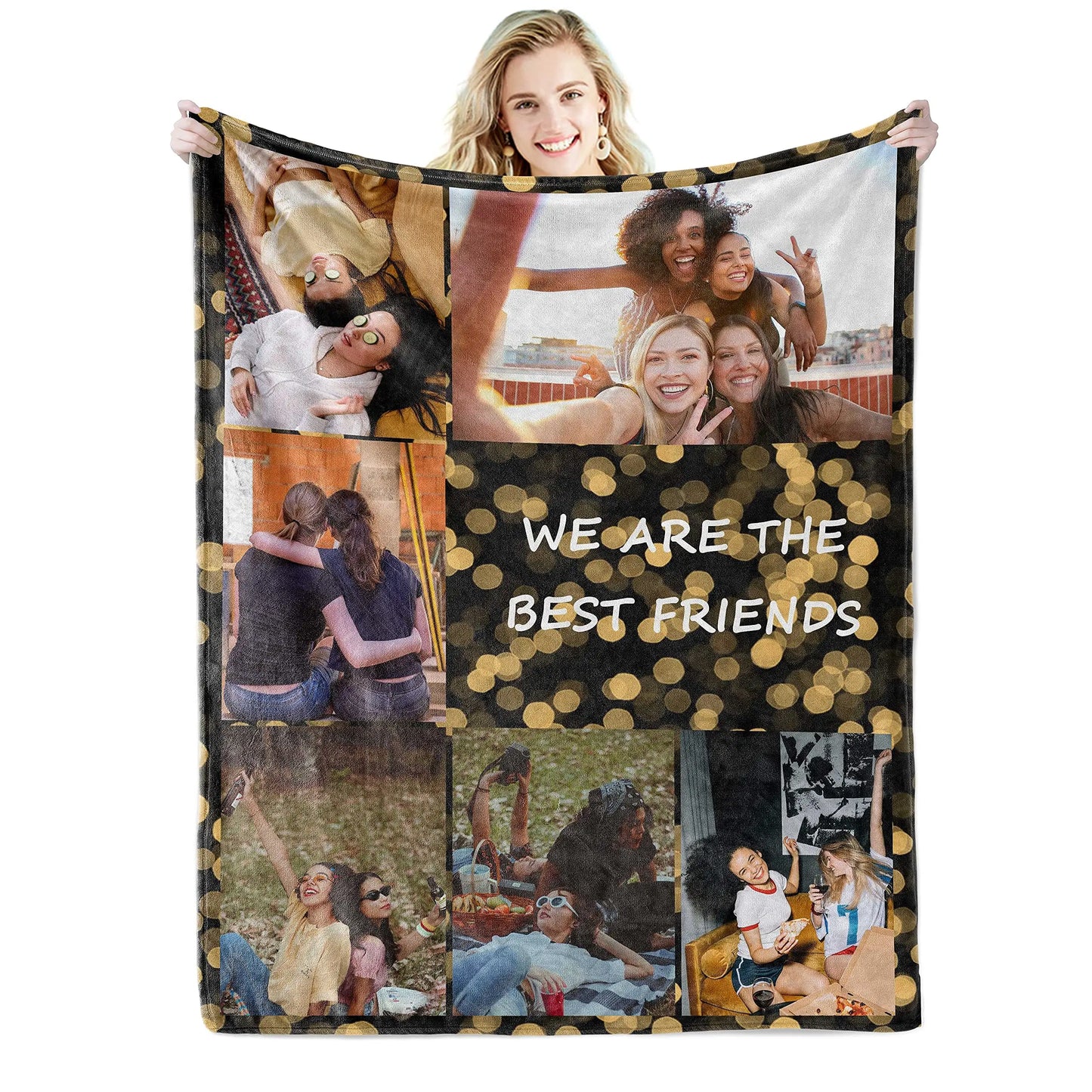 Personalized Photo Collage Blanket - Customized Throw Blanket for Birthday Gifts