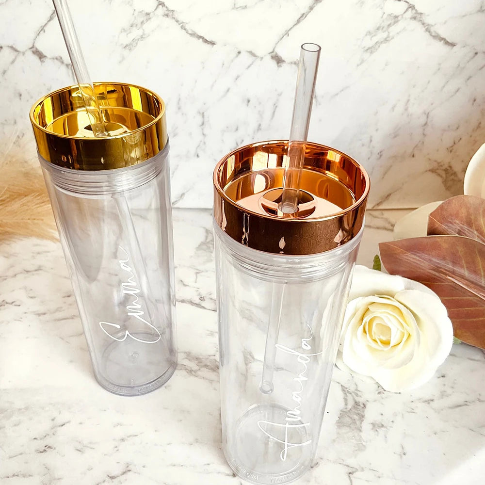 Personalized Clear Skinny Tumbler with Lid & Straw