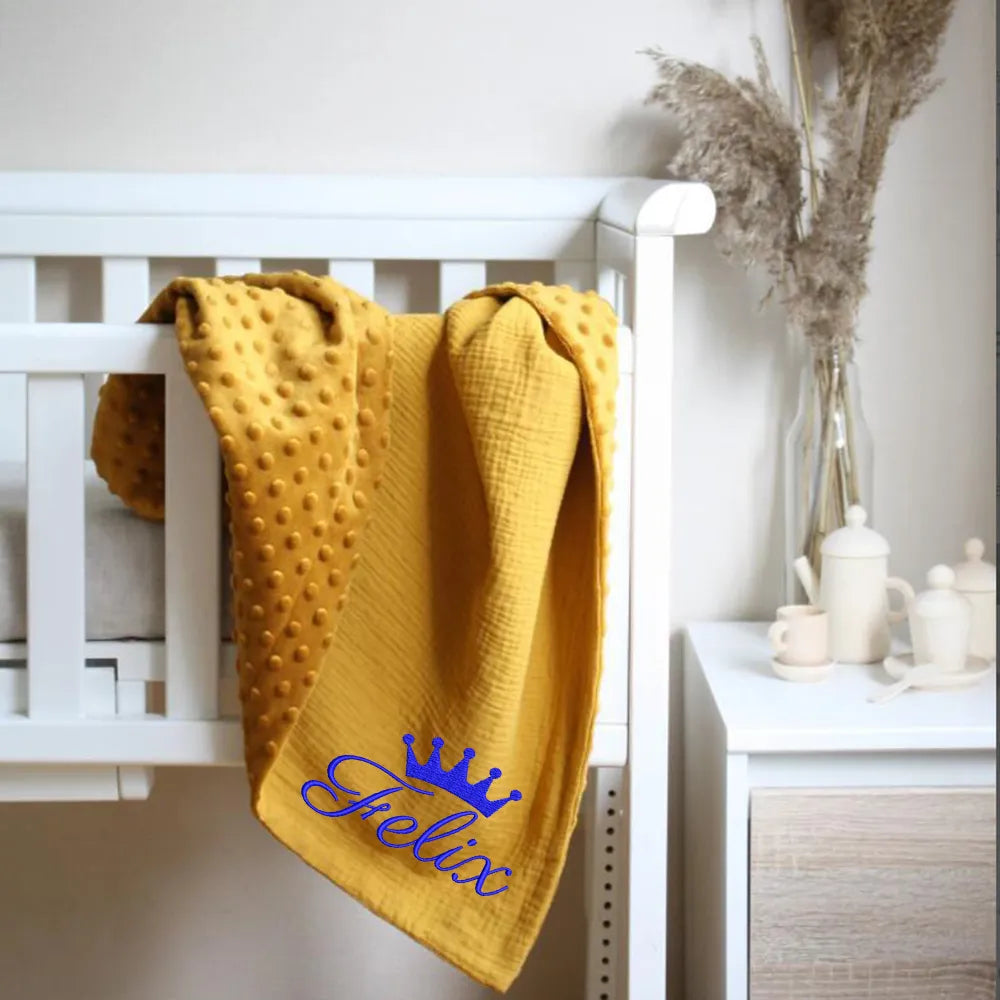 Personalized Fleece Baby Blanket with Embroidered Name