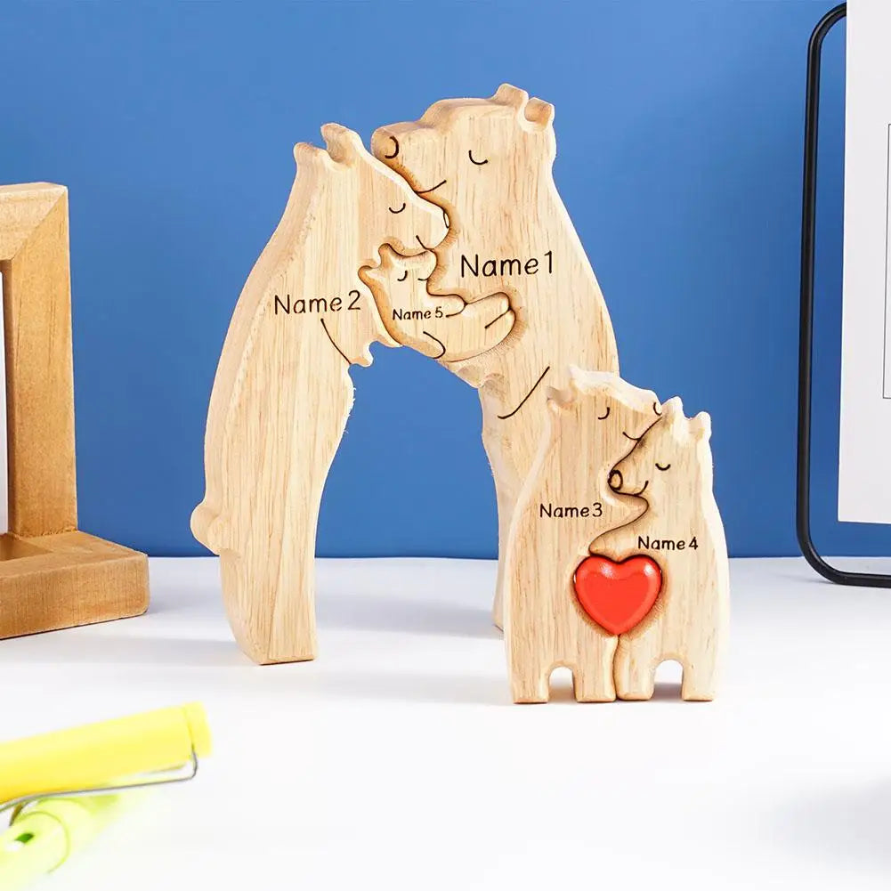 Personalized Wooden Bear Family Art Puzzle