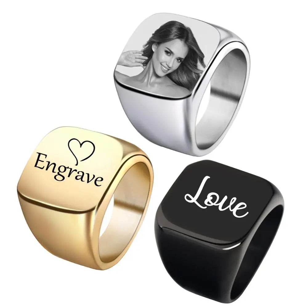 Personalized Stainless Steel Handwritten Rings