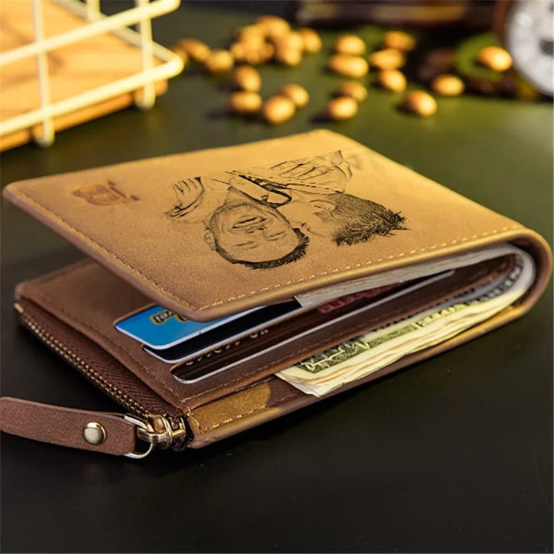 Personalized Men's Wallet with Photo and Text Engraving