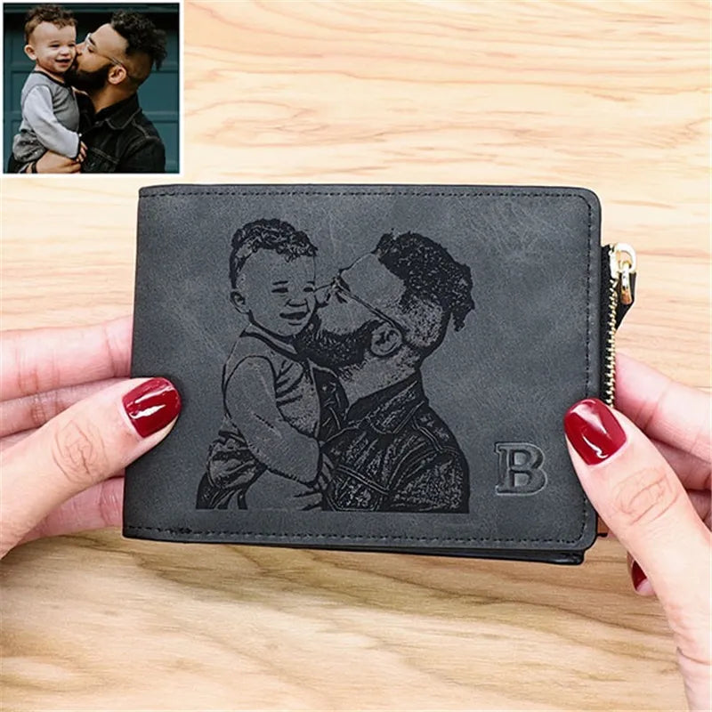 Personalized Men's Wallet with Photo and Text Engraving