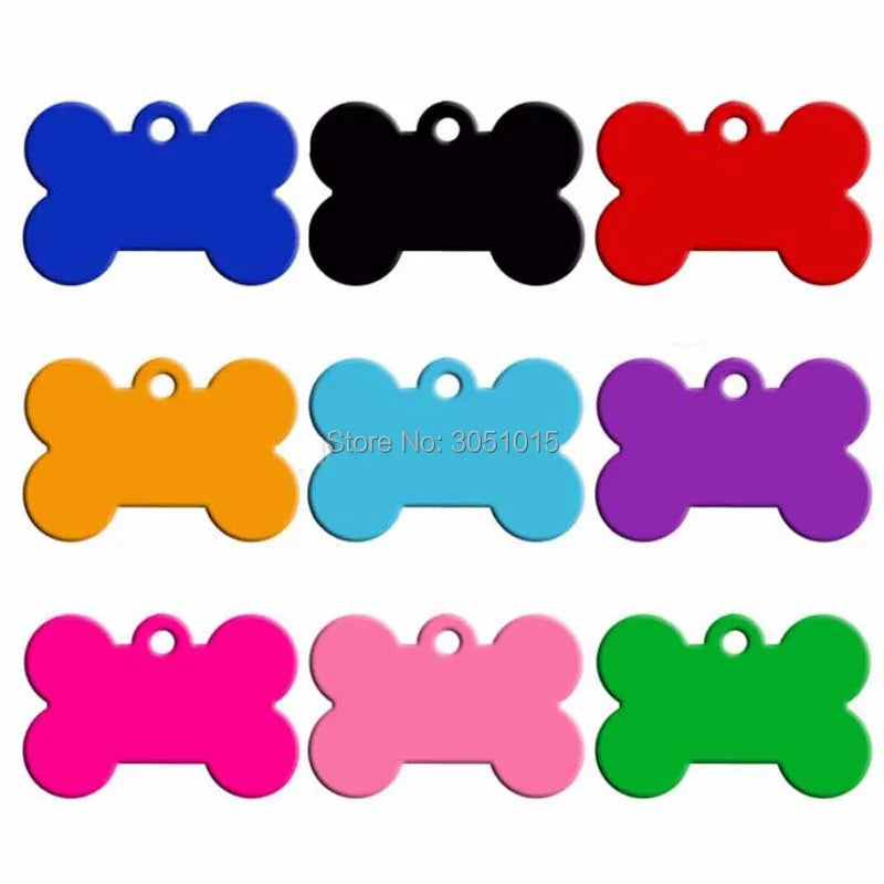 Personalized Aluminum Dog and Cat ID Tags - Wholesale 20pcs Double Sided Bone Shaped Keyrings