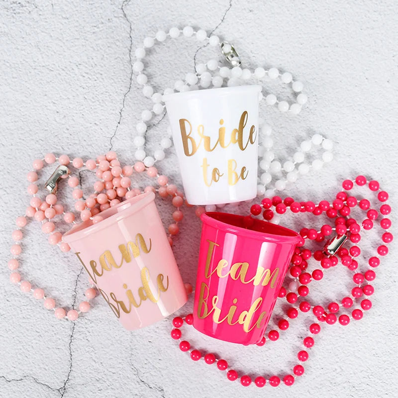 Fun Bachelorette Party Cups and Necklace Set for the Bride to Be