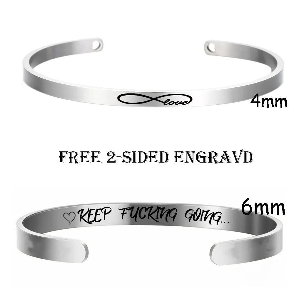 Personalized Stainless Steel Cuff Bracelet for Women and Men - Custom Engraved with Name, Text, and Symbols