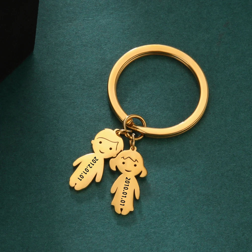 Personalized Family Keychain with Custom Name Engraving for Children, Parents, and Pets - Perfect Gift for Any Occasion