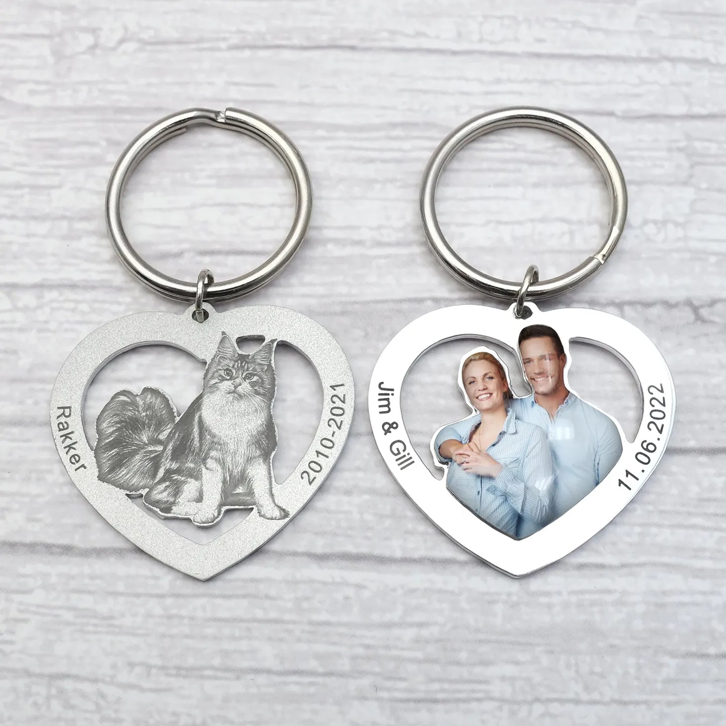 Personalized Heart Photo Keychain