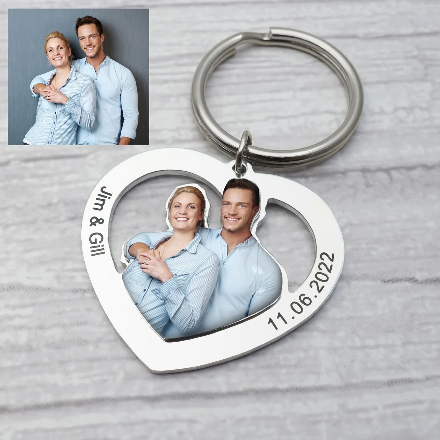 Personalized Heart Photo Keychain