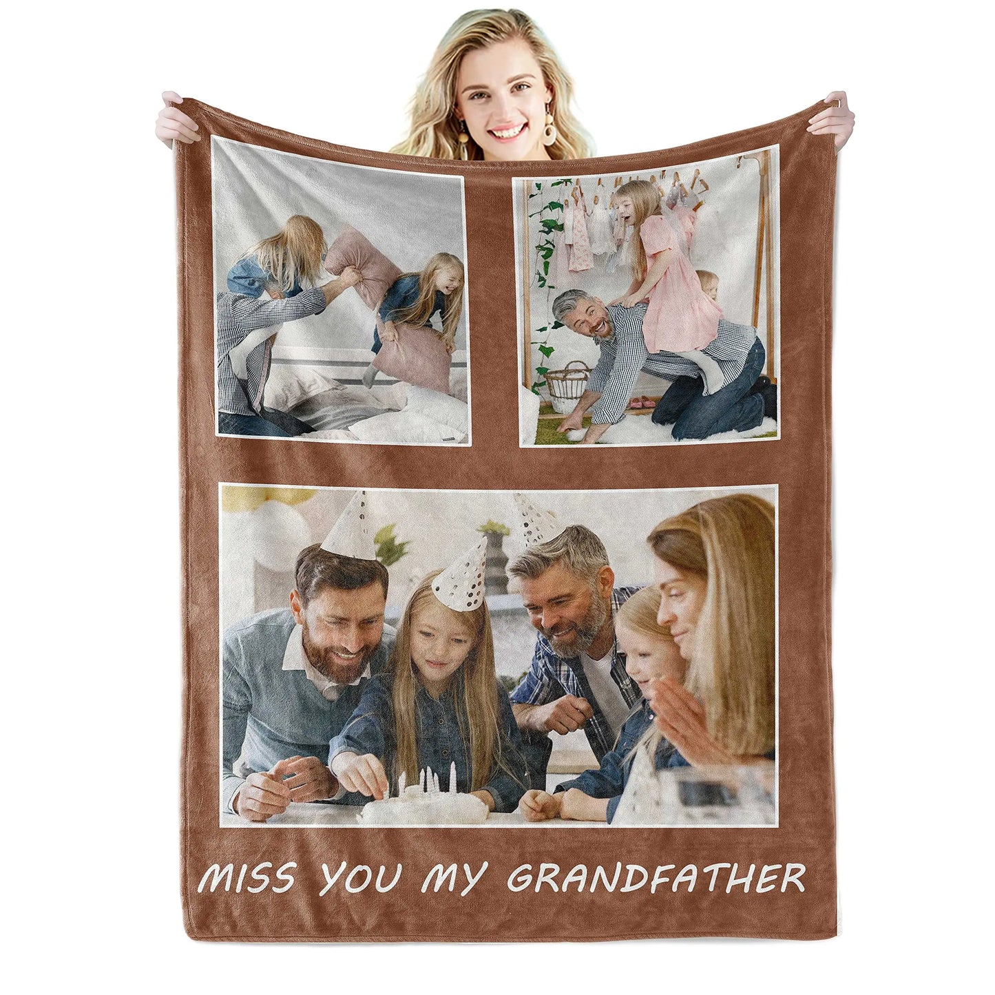 Personalized Photo Collage Blanket - Customized Throw Blanket for Birthday Gifts