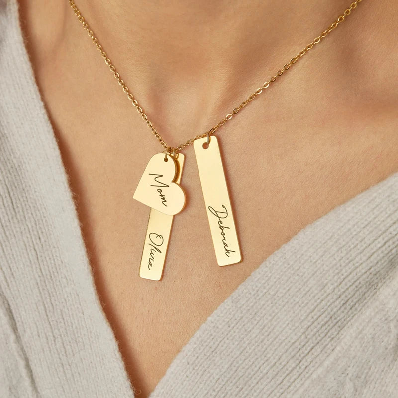 Personalized Stainless Steel Vertical Name Necklace