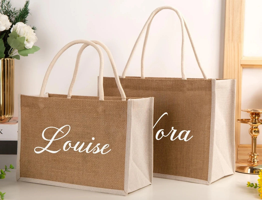 Personalized Burlap Tote Bag for Bridesmaids