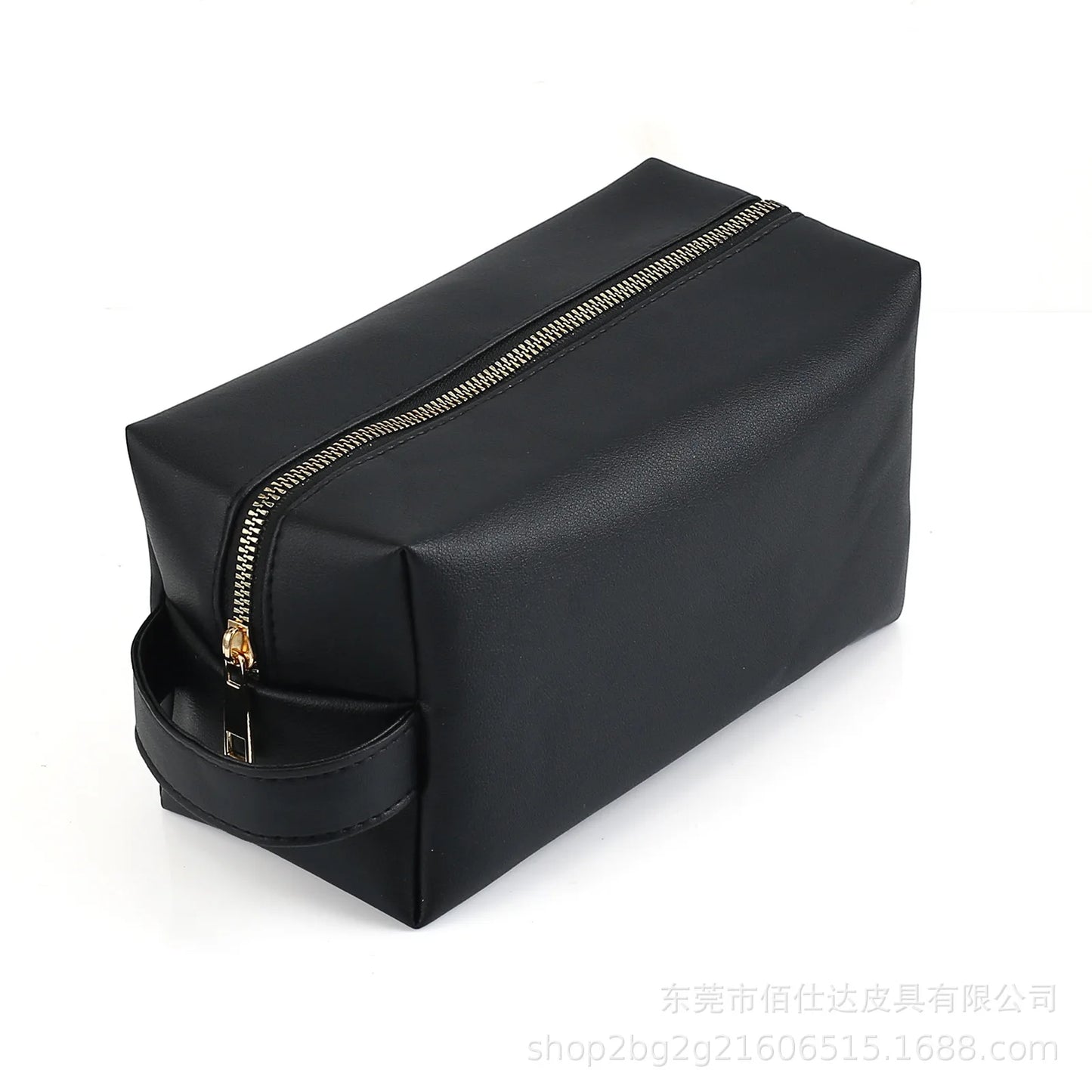 Personalized Embroidery PU Leather Largr Capacity Toiletry Bag