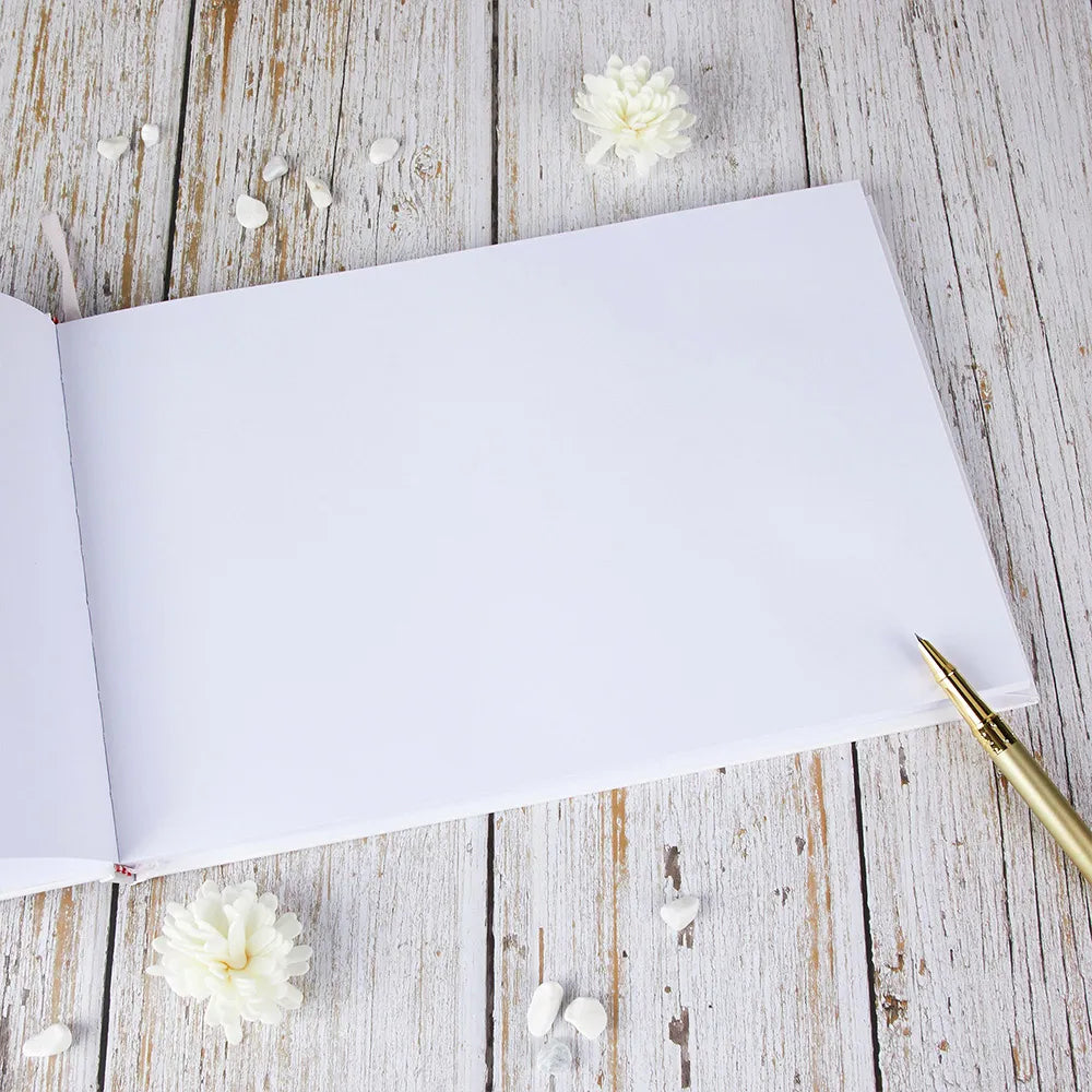 Personalized Wedding Guest Book with Flowers and White Cover - A Unique Alternative for Wedding Decorations and Gifts