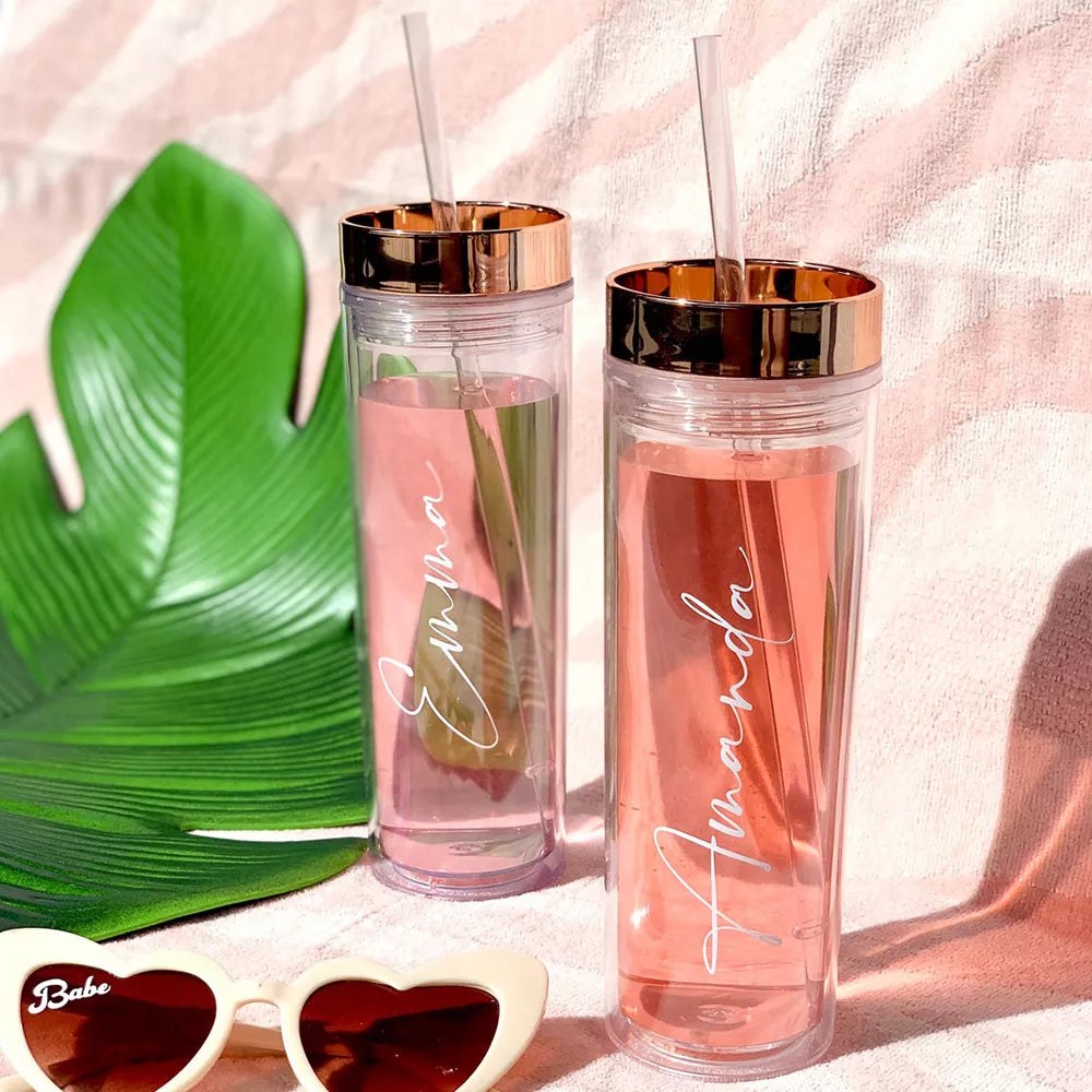 Personalized Clear Skinny Tumbler with Lid & Straw