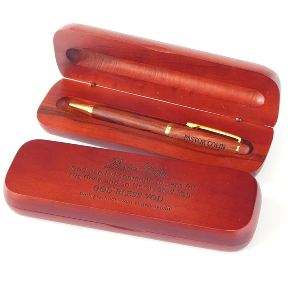 Handcrafted Bamboo Ballpoint Pen Set with Custom Engraving and Maple Wood Pen Case - Perfect for Weddings and Business Gifts