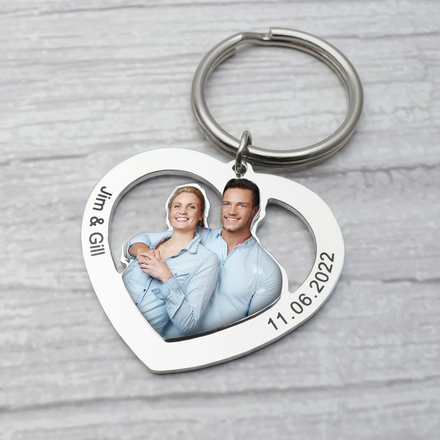 Personalized Heart Photo Keychain