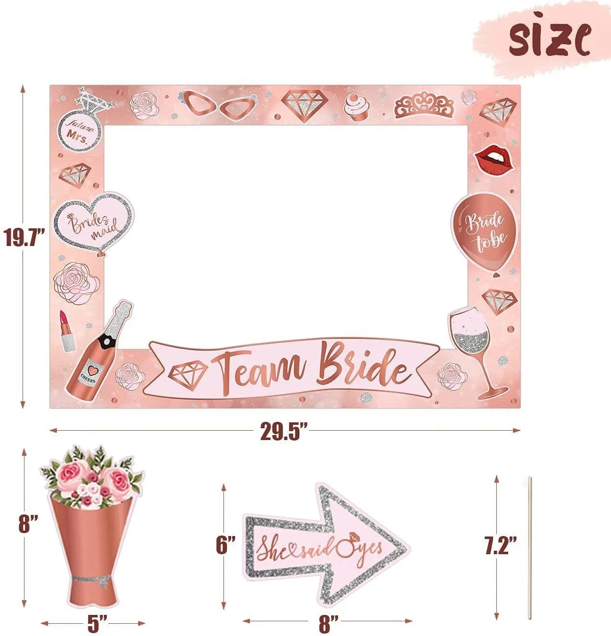 Team Bride Photo Booth Props and Decorations Different Pcs