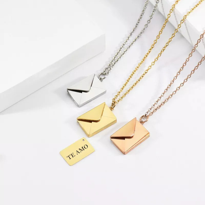 Personalized Letter Envelope Necklace Stainless Steel