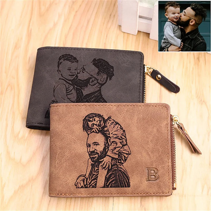 Personalized Men's Wallet with Photo and Text Engraving