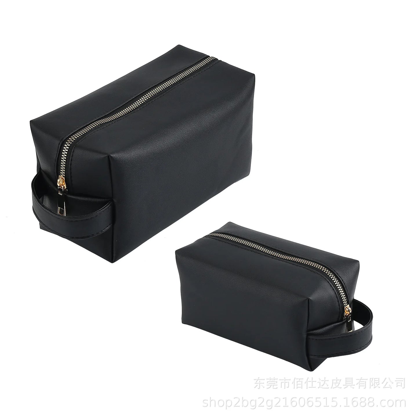 Personalized Embroidery PU Leather Largr Capacity Toiletry Bag