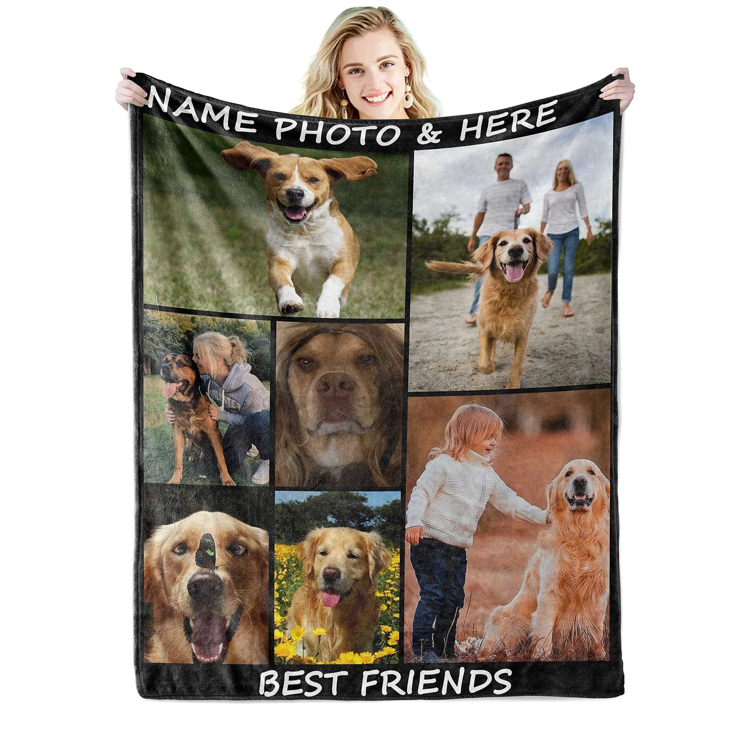 Personalized Photo Collage Blanket - Customized Throw Blanket for Birthday Gifts