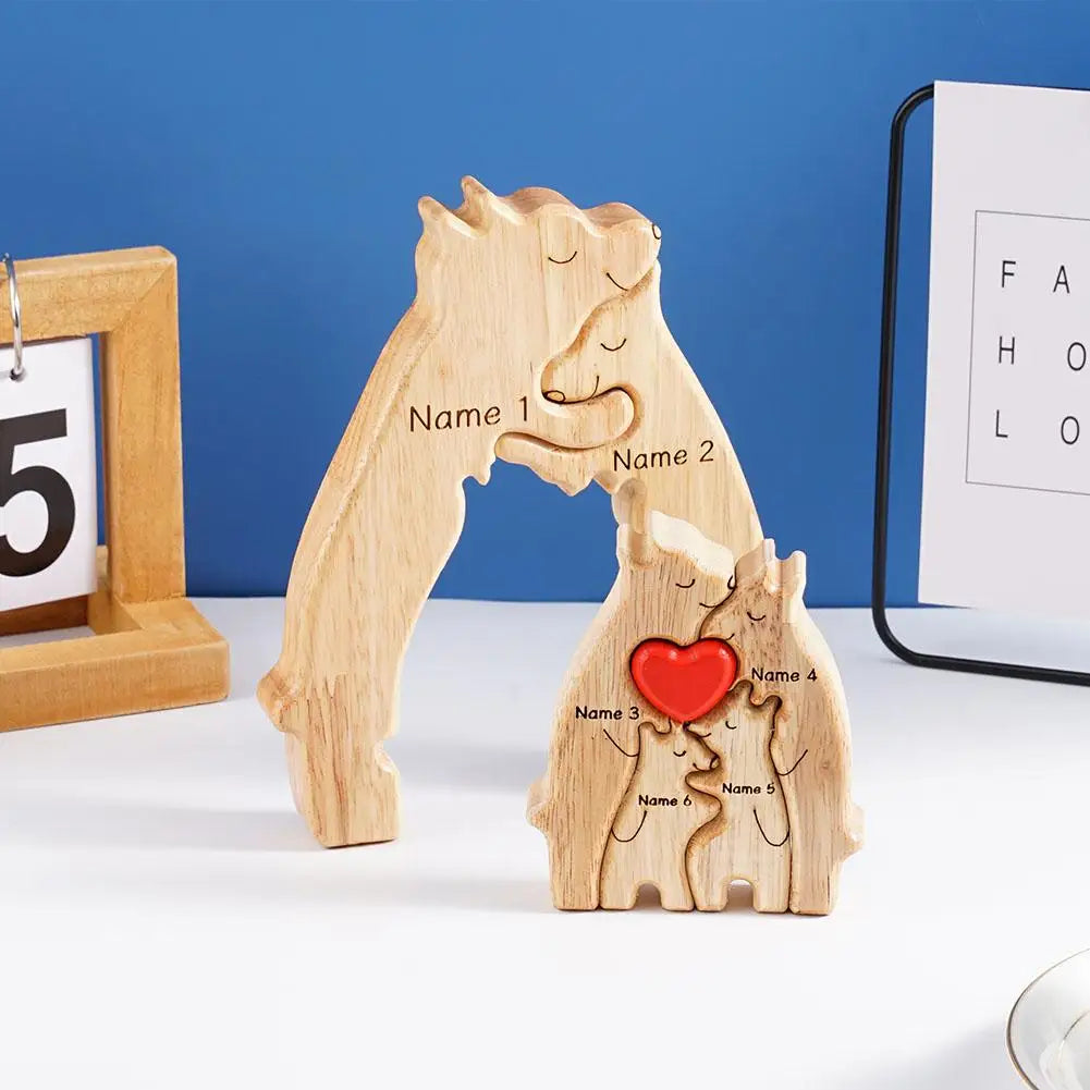 Personalized Wooden Bear Family Art Puzzle