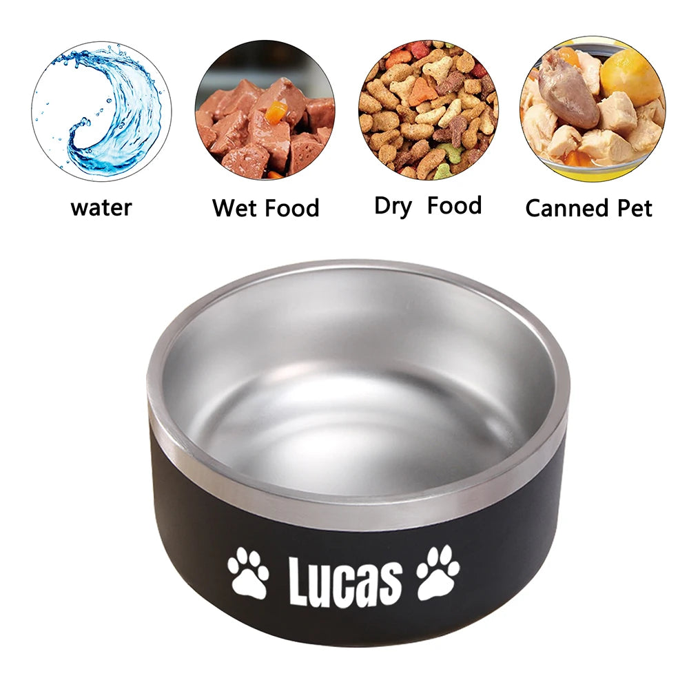 Personalized Stainless Steel Pet Bowls with Custom Name for Dogs and Cats