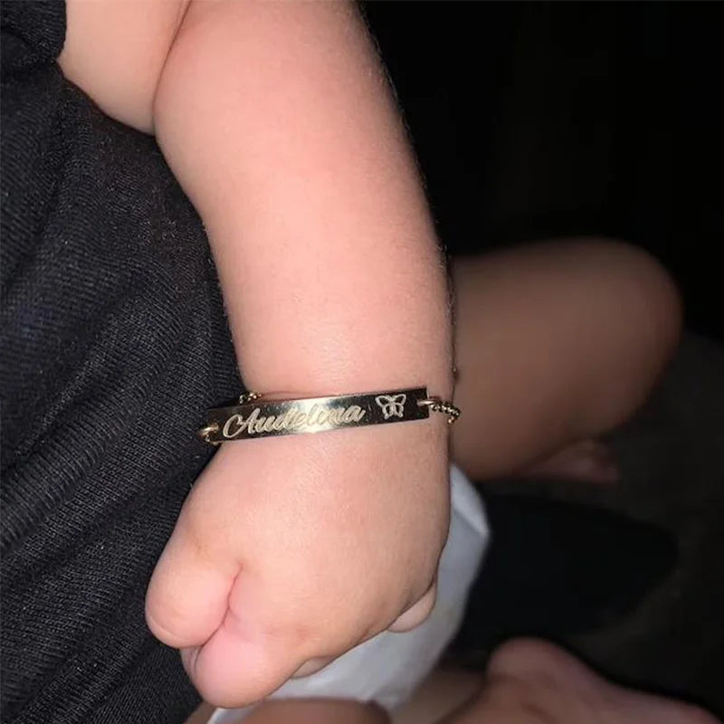 Personalized Stainless Steel Baby Name Bracelet for Kids