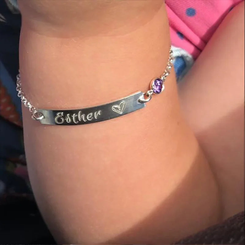 Personalized Stainless Steel Baby Name Bracelet for Kids