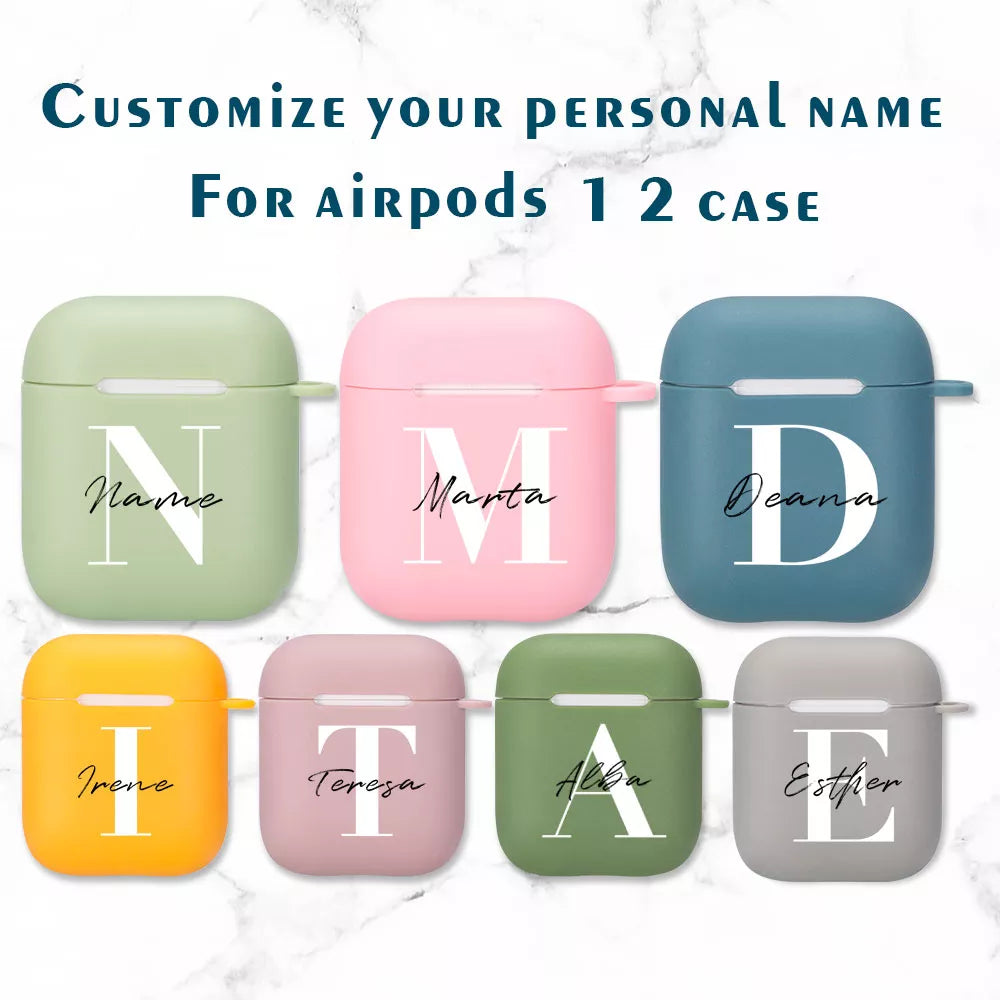 Personalized Initial Name Airpods Case - Customized Silicone Cover for Airpods 1, 2, and Pro