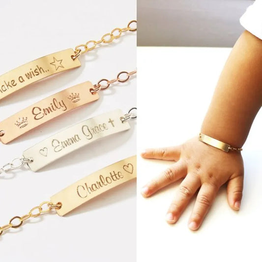 Personalized Stainless Steel Baby Name Bracelet for Kids